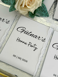 Cream Rose Henna Party Cards with Lace Trim — Chocodad Baku