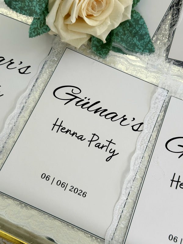 Cream Rose Henna Party Cards with Lace Trim — Chocodad Baku