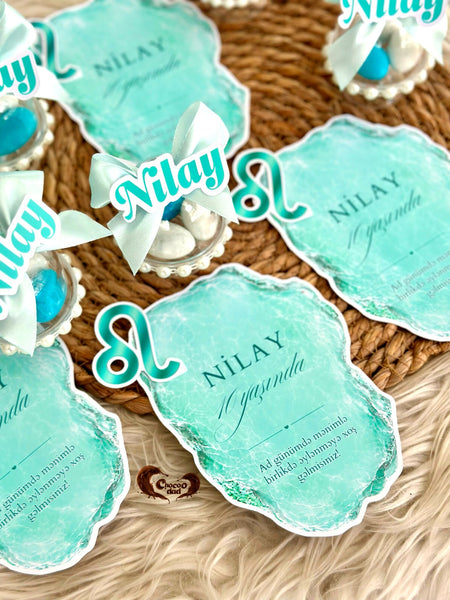 Tiffany Blue Birthday Favor Chocolate Card with Pearls — Chocoodad Baku