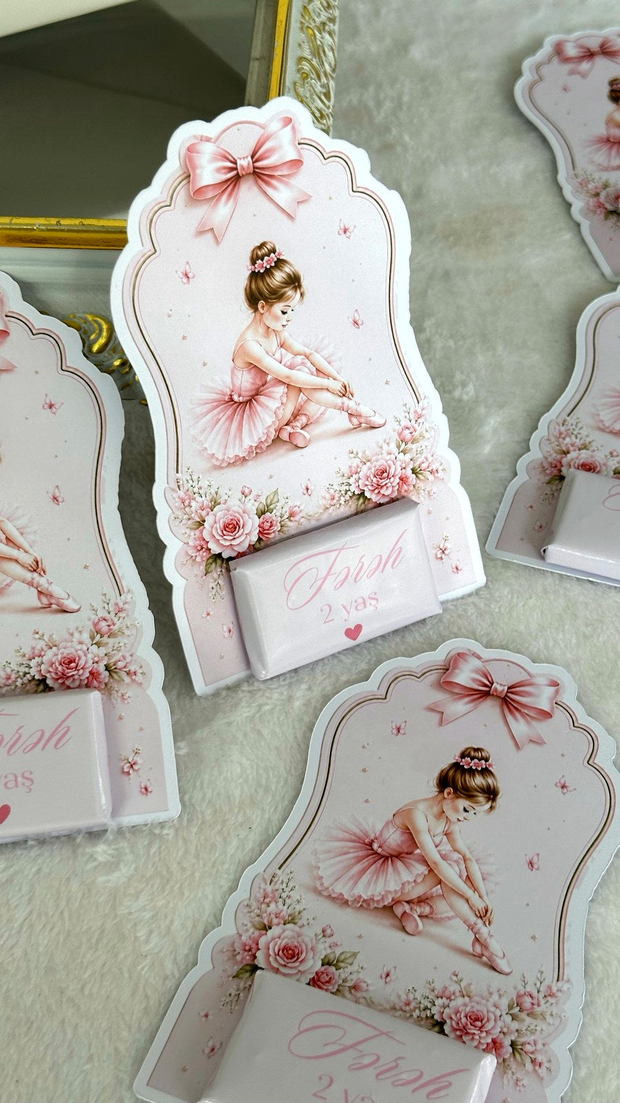 Ballerina Birthday Favor Cards with Name Chocolate — Chocodad Baku