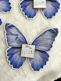 Dark Purple Butterfly Calendar Favor Cards with Calendar Chocolate — Chocodad Baku