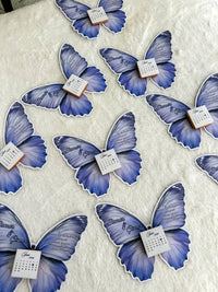 Dark Purple Butterfly Calendar Favor Cards with Calendar Chocolate — Chocodad Baku