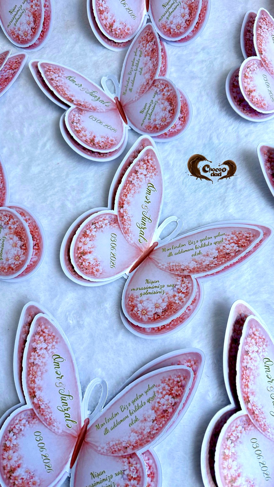 Pink Blossom Butterfly Keepsake Cards — Chocodad Baku