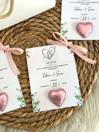 Yes Day Favor Chocolate Card with Pink Heart Chocolate — Chocoodad Baku