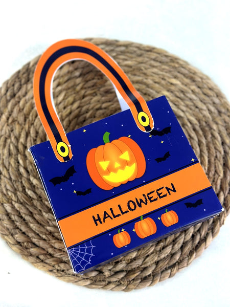 Balqabaqlı göy Halloween paylamalıq çantası – narıncı dəstəkli