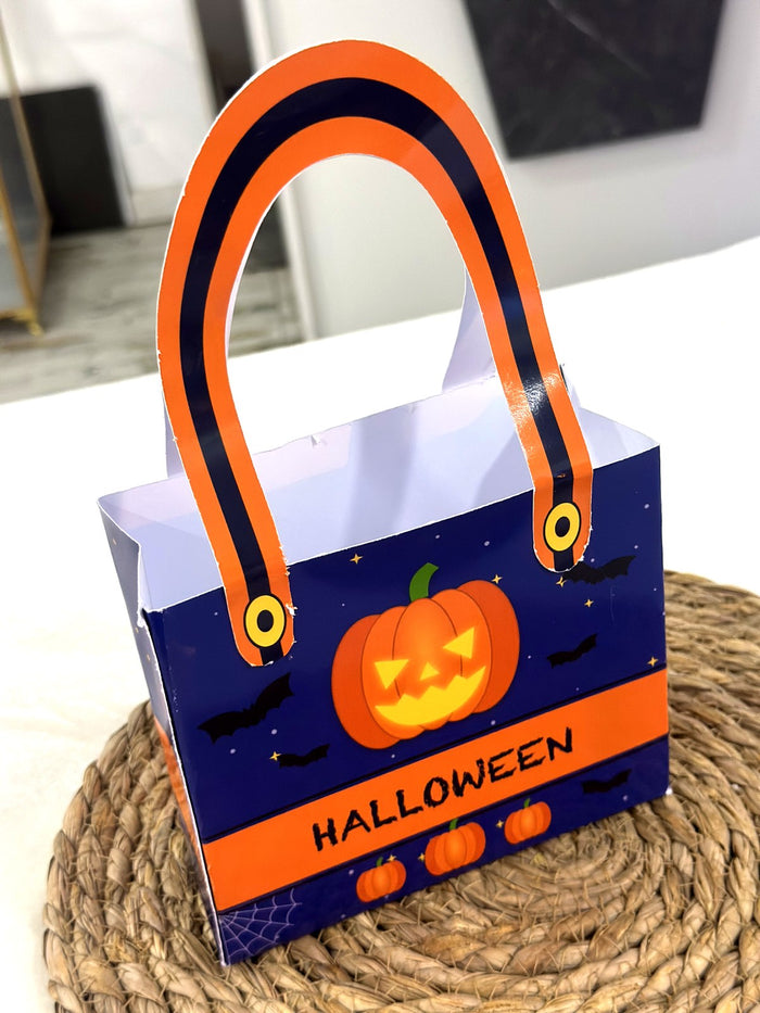 Balqabaqlı göy Halloween paylamalıq çantası – narıncı dəstəkli