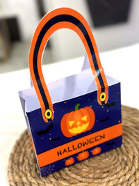 Balqabaqlı göy Halloween paylamalıq çantası – narıncı dəstəkli