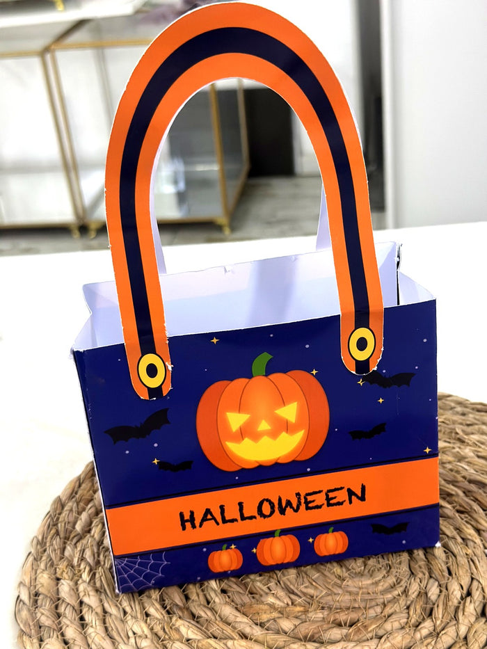 Balqabaqlı göy Halloween paylamalıq çantası – narıncı dəstəkli