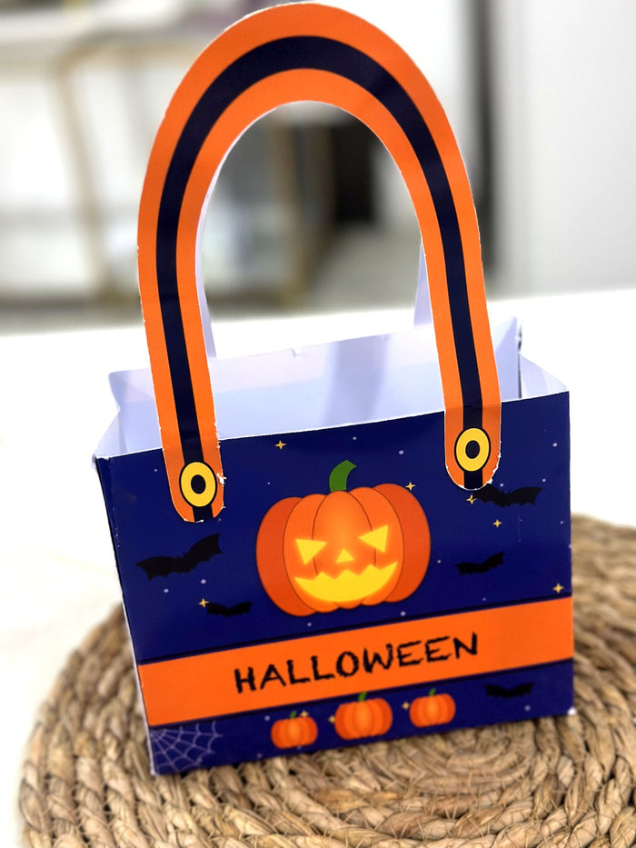 Balqabaqlı göy Halloween paylamalıq çantası – narıncı dəstəkli