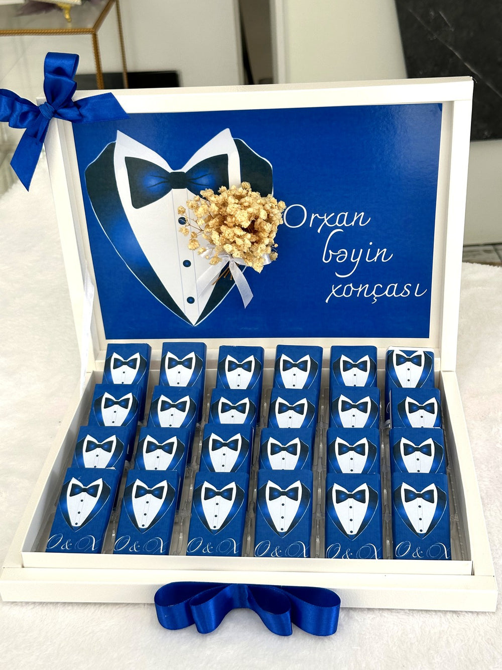 Groom Tuxedo Chocolate Box 24 Personalized Chocolate and Box — Chocodad Baku