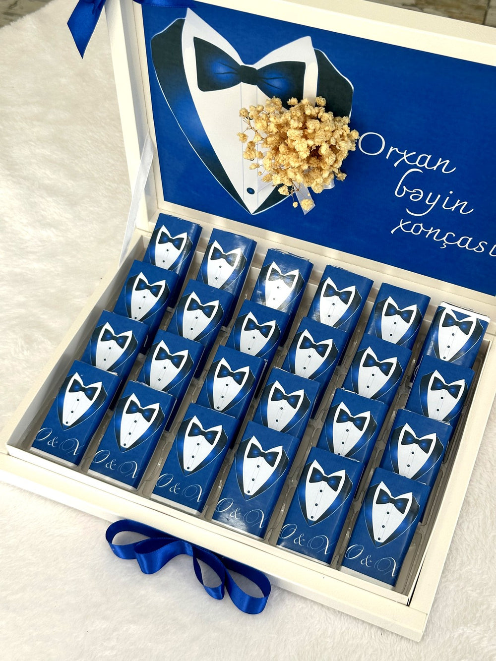 Groom Tuxedo Chocolate Box 24 Personalized Chocolate and Box — Chocodad Baku