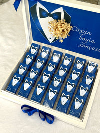 Groom Tuxedo Chocolate Box 24 Personalized Chocolate and Box — Chocodad Baku