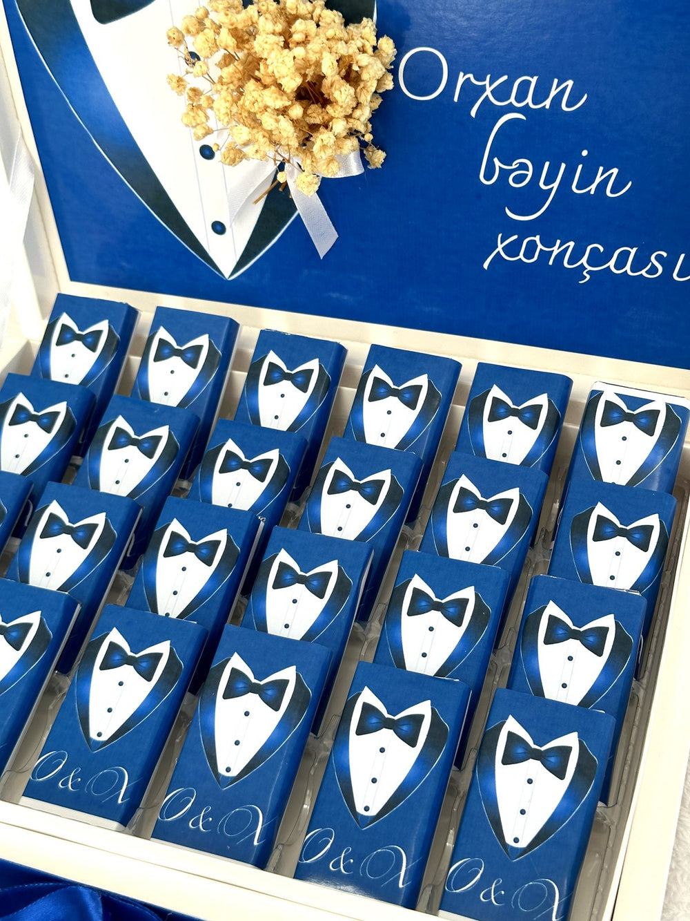 Groom Tuxedo Chocolate Box 24 Personalized Chocolate and Box — Chocodad Baku