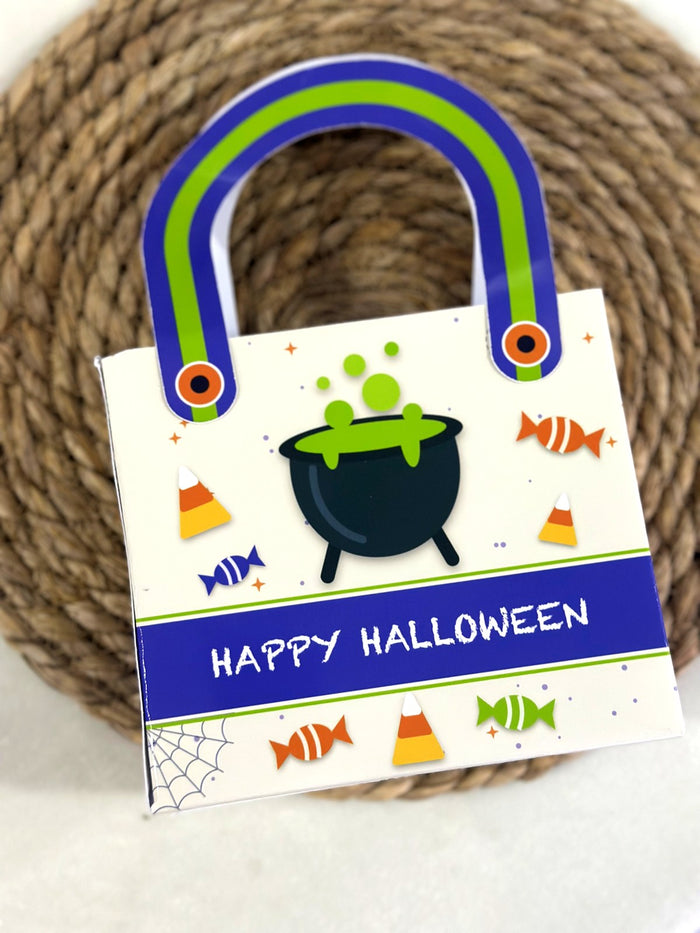 Cadugər qazanlı Halloween paylamalıq çantası – göy qurşağı dəstəkli