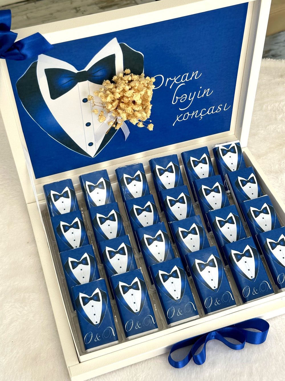 Groom Tuxedo Chocolate Box 24 Personalized Chocolate and Box — Chocodad Baku