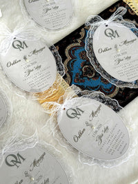 Lace Oval Monogram Yes Day Favor Cards — Chocodad Baku