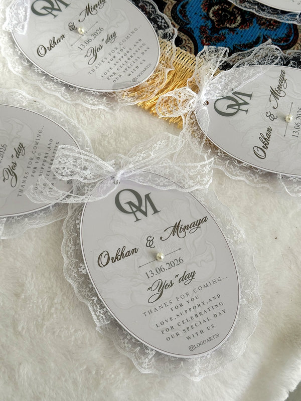 Lace Oval Monogram Yes Day Favor Cards — Chocodad Baku