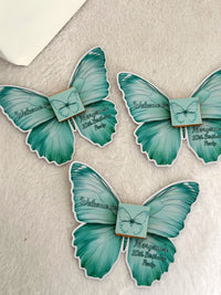 Teal Butterfly Birthday Party Favor Cards with Butterfly Chocolate — Chocodad Baku