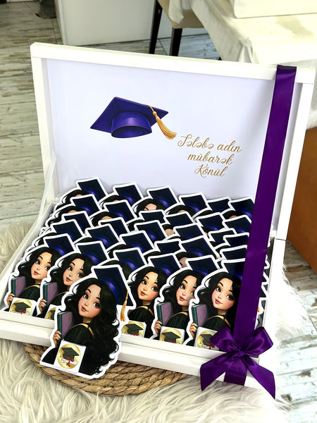 Graduation Framed Box 30 Milky Chocolates, Box Included — Chocoodad Baku
