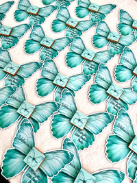 Teal Butterfly Birthday Party Favor Cards with Butterfly Chocolate — Chocodad Baku