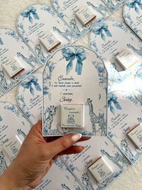 Blue Toile Giraffe 1st Birthday Thank You Cards with Chocolate — Chocodad Baku