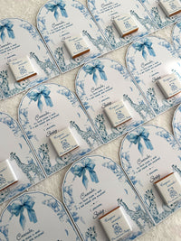 Blue Toile Giraffe 1st Birthday Thank You Cards with Chocolate — Chocodad Baku