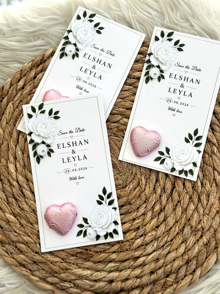 Toy tarixi elan kartı – yaşıllıq və çəhrayı ürək şokolad ilə birgə