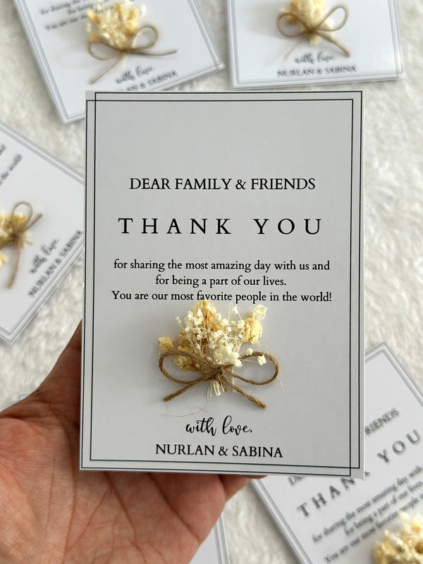 Dried Flower Thank You Cards with Your Names — Chocodad Baku