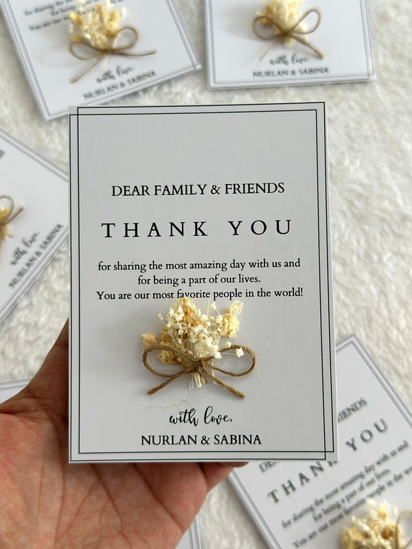 Dried Flower Thank You Cards with Your Names — Chocodad Baku
