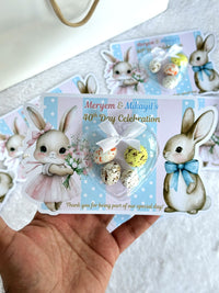 Bunny 40 Day Celebration Favor Cards with Heart Candy Dome — Chocodad Baku