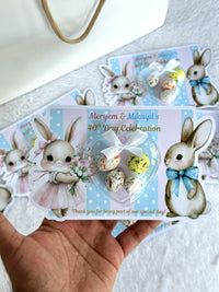 Bunny 40 Day Celebration Favor Cards with Heart Candy Dome — Chocodad Baku