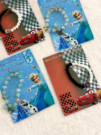 Frozen and Cars Birthday Favor Cards with Bead Bracelet — Chocodad Baku