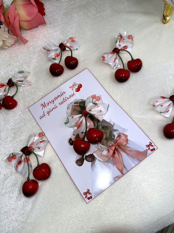 Cherry Hair Accessory Birthday Keepsake Cards with Cherry Hair Clip — Chocodad Baku