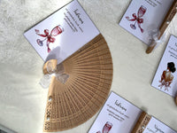 Pink Champagne Glass Birthday Keepsake Cards with Wooden Hand Fan — Chocodad Baku
