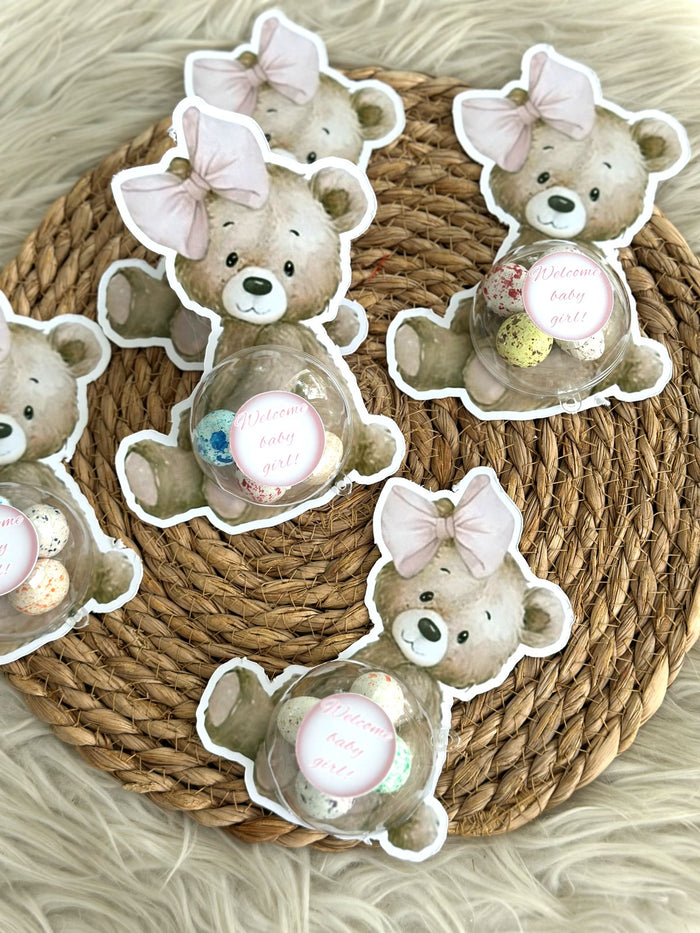 Teddy Bear Birthday Card with Chocolate Dragées in a Clear Dome — Chocoodad Baku