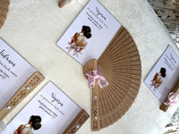 Lady Silhouette Birthday Keepsake Cards with Wooden Hand Fan — Chocodad Baku