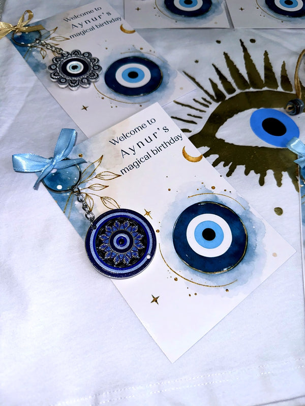 Evil Eye Magical Birthday Favor Cards with Evil Eye Keychain — Chocodad Baku