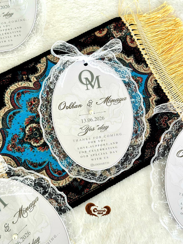 Lace Oval Monogram Yes Day Favor Cards — Chocodad Baku