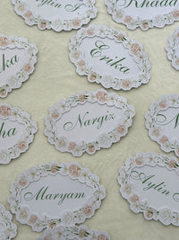 Oval Rose Wreath Name Place Cards Die-Cut — Chocodad Baku