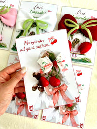 Cherry Hair Accessory Birthday Keepsake Cards with Cherry Hair Clip — Chocodad Baku
