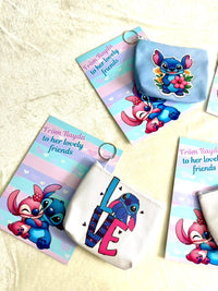 Stitch and Angel Favor Cards with Coin Purse Keychain — Chocodad Baku
