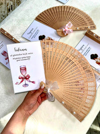 Pink Champagne Glass Birthday Keepsake Cards with Wooden Hand Fan — Chocodad Baku