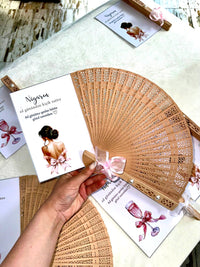 Lady Silhouette Birthday Keepsake Cards with Wooden Hand Fan — Chocodad Baku