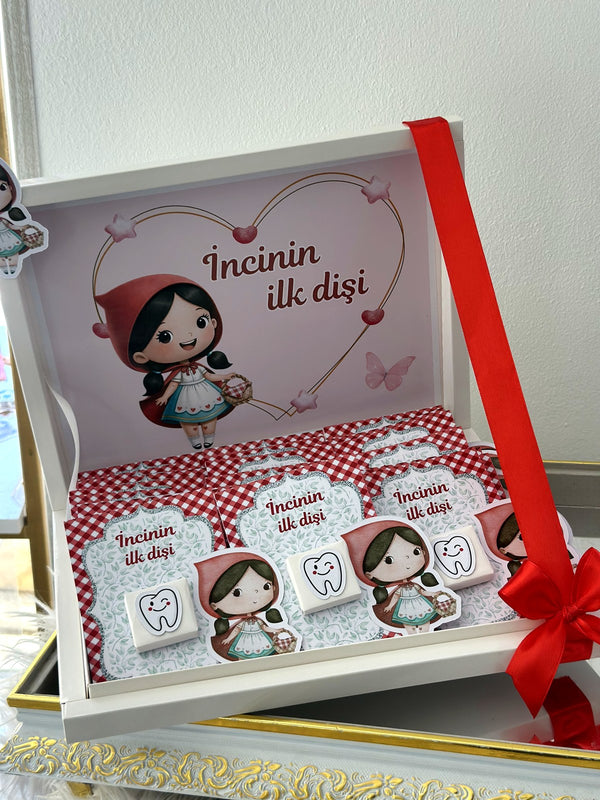 Little Red Riding Hood First Tooth Chocolate Box with 24 Tooth Chocolate Cards — Chocodad Baku
