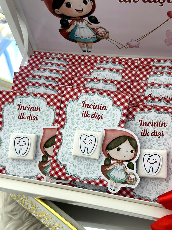 Little Red Riding Hood First Tooth Chocolate Box with 24 Tooth Chocolate Cards — Chocodad Baku