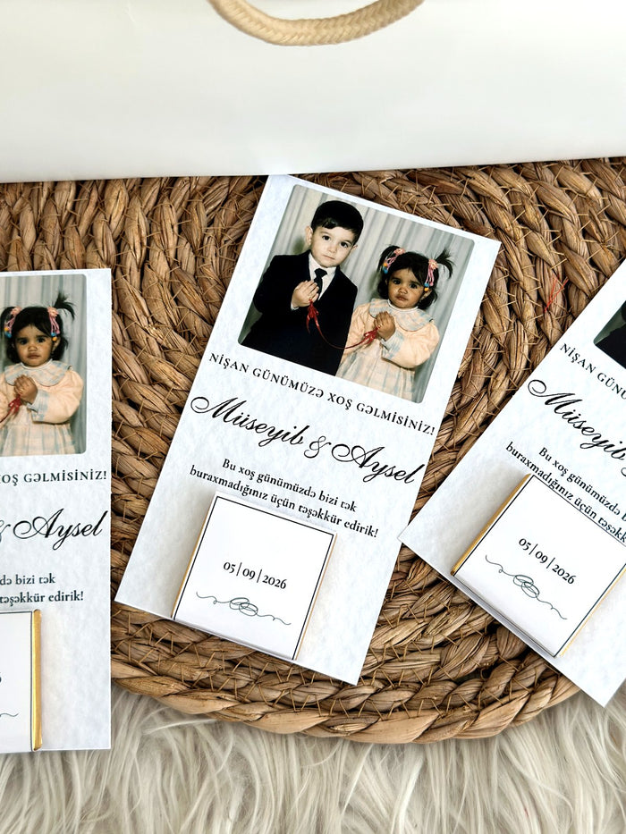 Nikah xatirə kartı – cütlük fotosu və hədiyyə şokoladı ilə birgə
