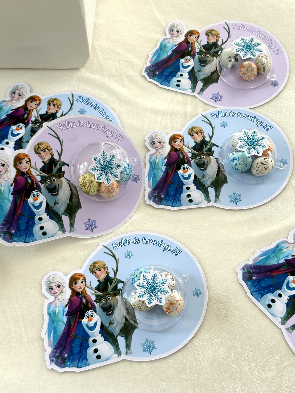 Frozen Birthday Favor Plates with Snowflake Chocolate Egg Dome — Chocodad Baku
