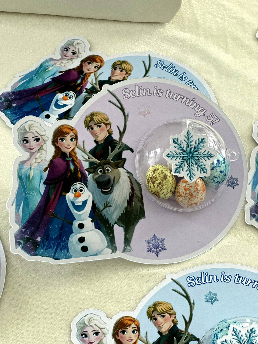 Frozen Birthday Favor Plates with Snowflake Chocolate Egg Dome — Chocodad Baku