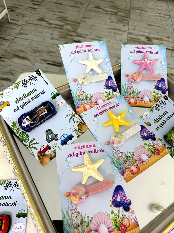 Under the Sea and Race Car Birthday Favor Cards with Starfish Clip or Toy Car — Chocodad Baku