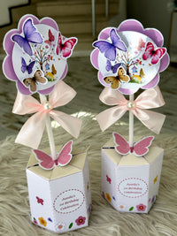 Butterfly Garden 1st Birthday Favor Boxes with Flower Topper & Milky Chocolate — Chocodad Baku